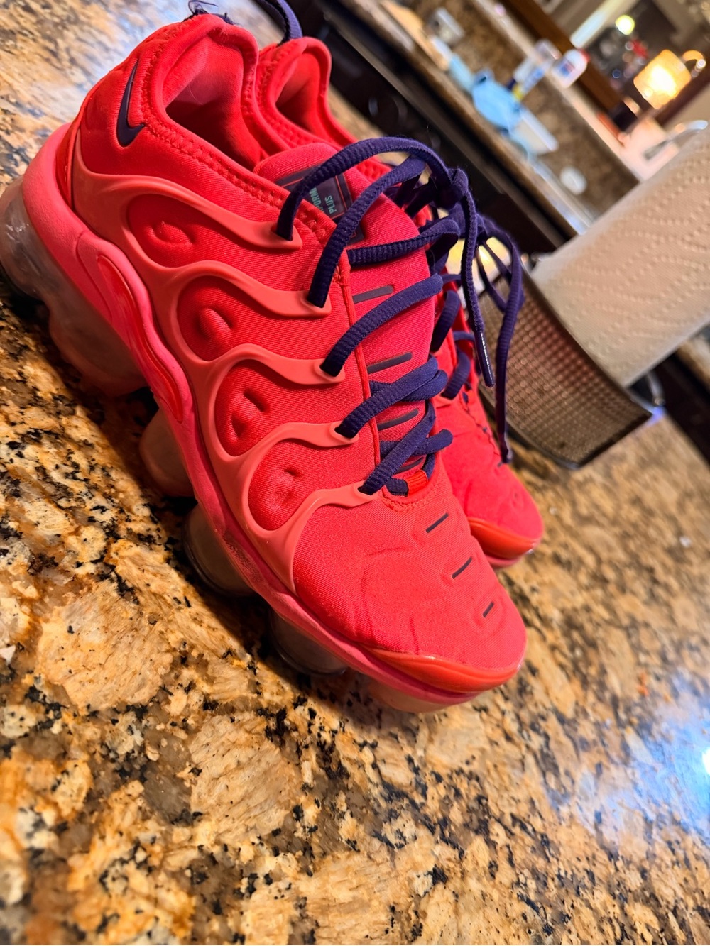 Nike Kids' Bright Red Sneakers with Purple Laces